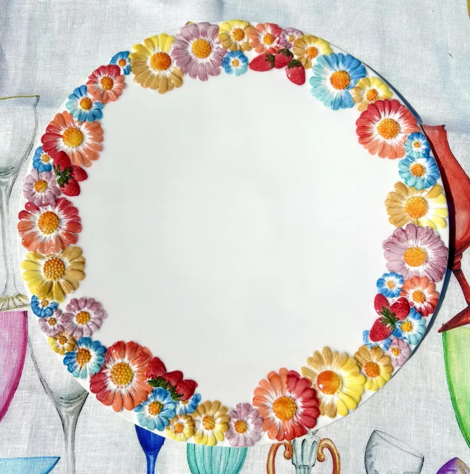 Piccobella Fiori taartschaal keramiek 36 cm bloemen