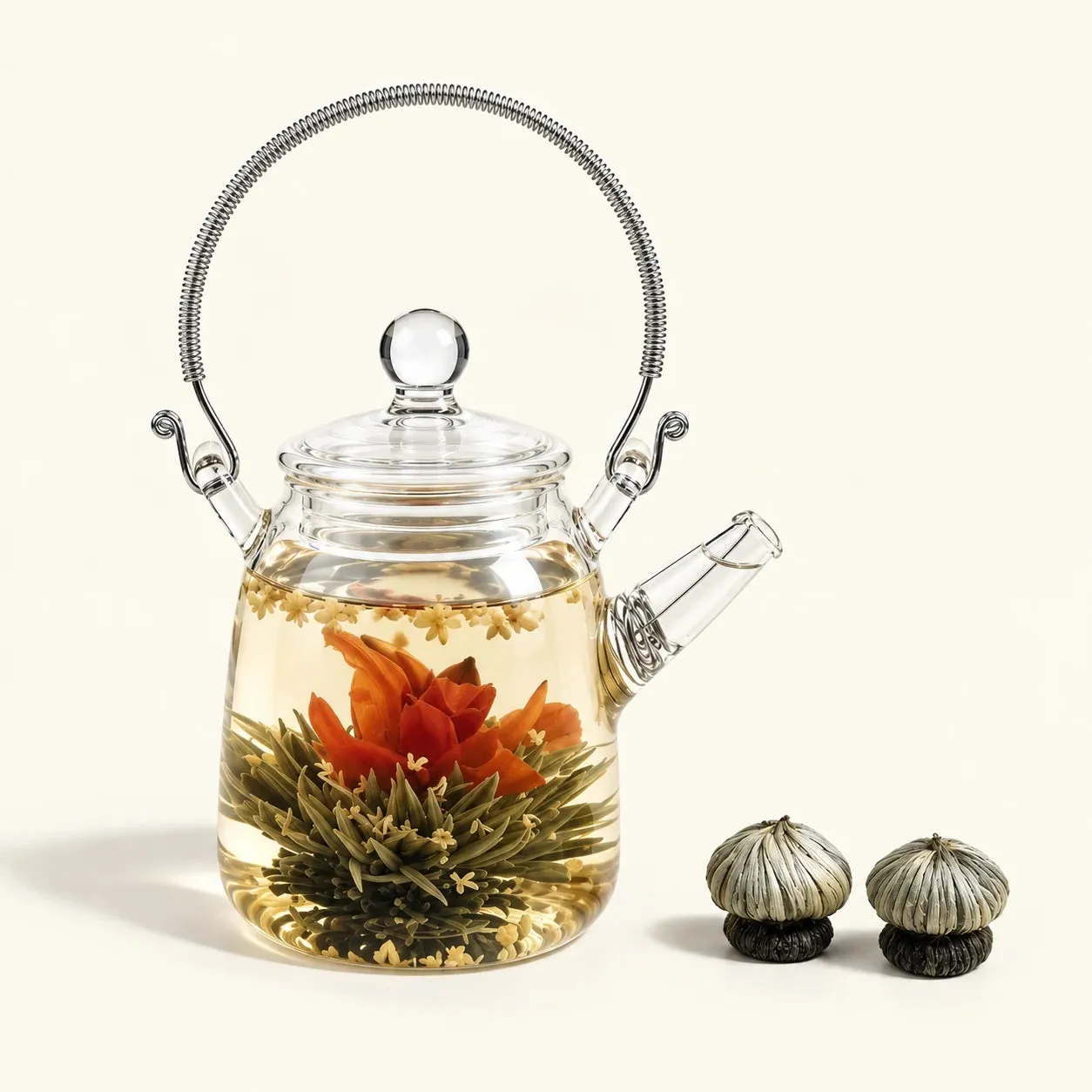 Ming tea theebloemen set 6 stuks met pot 350 ml