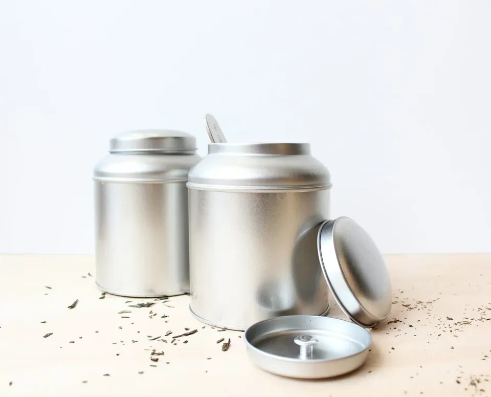 Tea Leafs Melkbus theeblik zilver 100 gram losse thee