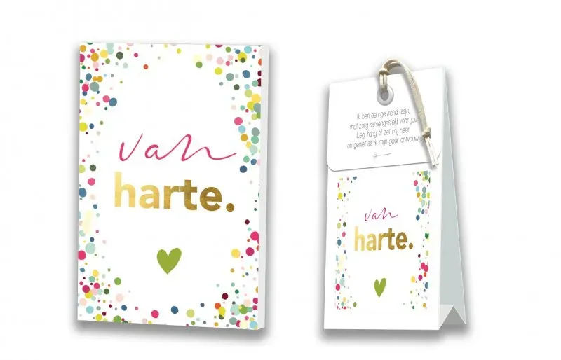 Villa servies Van Harte kaart met geurtasje kraft envelop