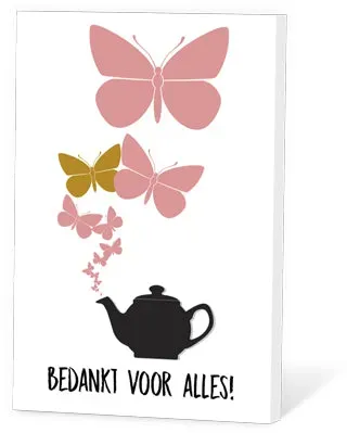 Thee in een Kaartje Bedankt voor alles zwarte thee 2 kopjes