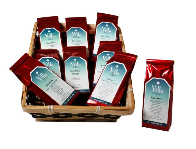 Villa servies Kerst theemandje mix 9 soorten losse thee