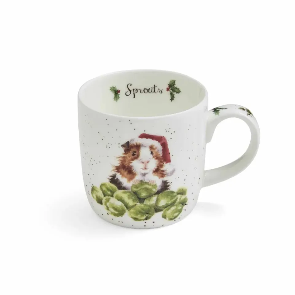 Wrendale Designs Sprouts beker cavia 300 ml bone china