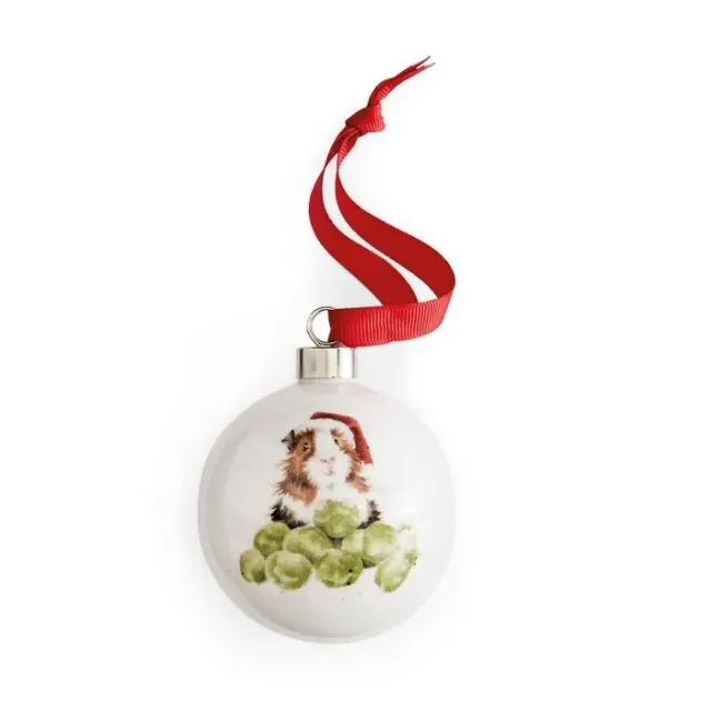 Wrendale Designs Sprouts kerstbal cavia porselein 7 cm