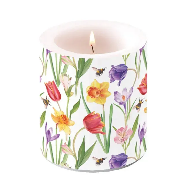 Ambiente Flowers in Spring kaars medium paraffine 10 cm