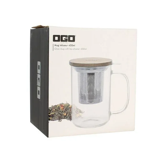 Tea Leafs OGO theemok glas 450 ml met filter