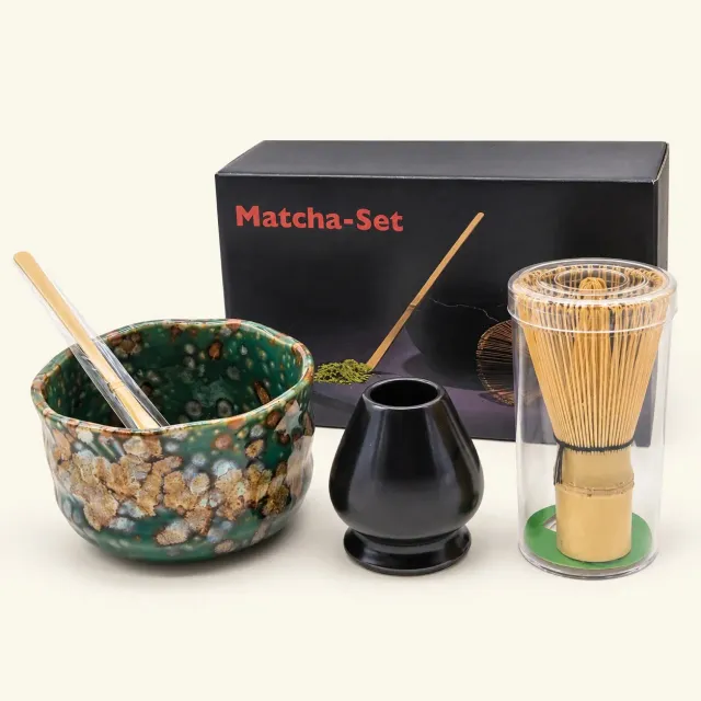 Ming Tea matcha set chawan 400ml bamboe klopper