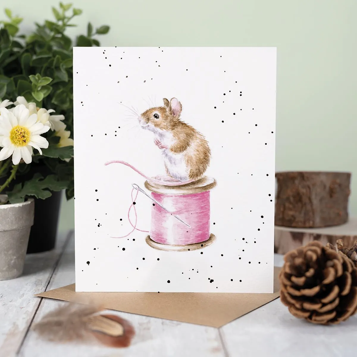 Wrendale Designs Sew it Begins kaart muis 17 cm