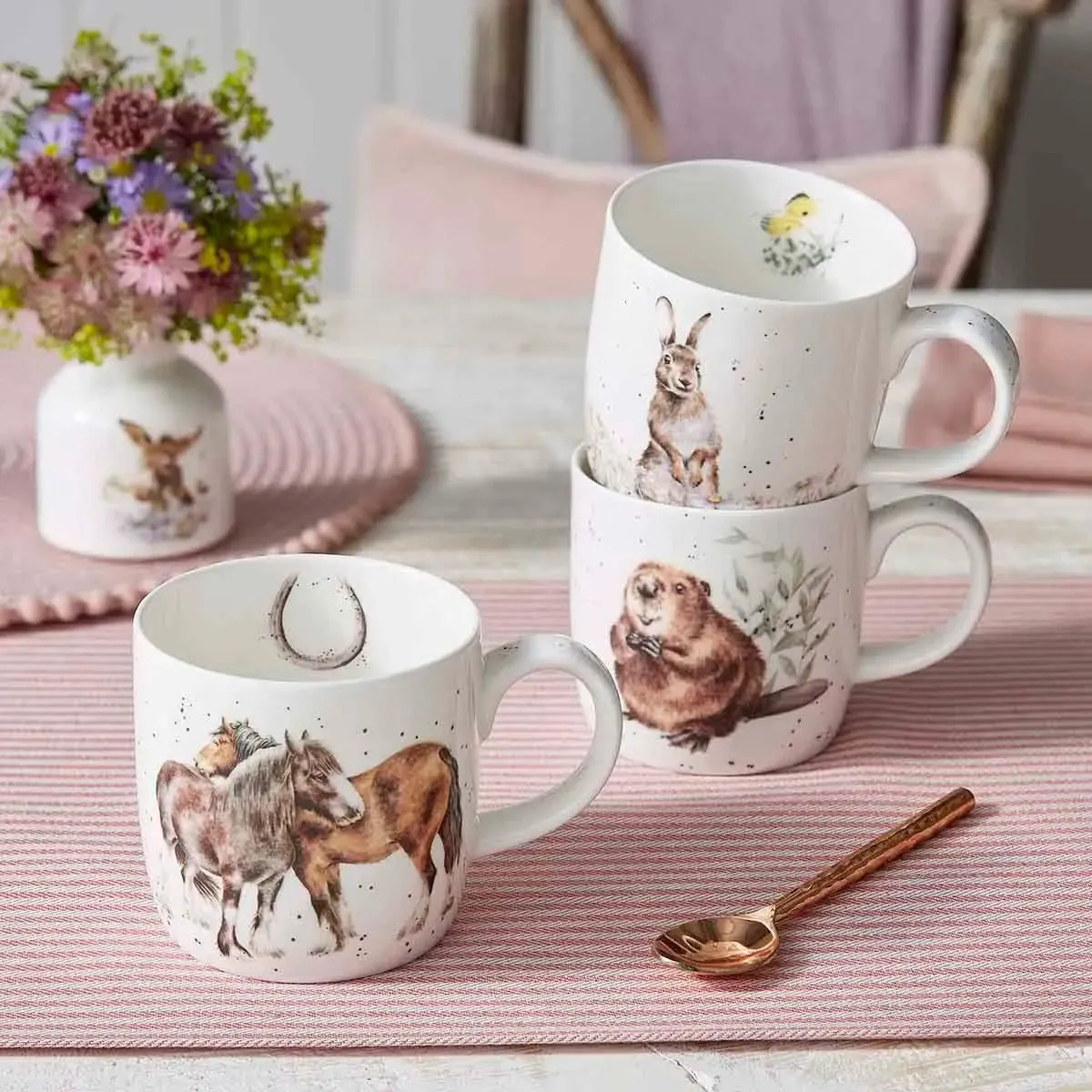 Wrendale Designs Side by Side beker paard 300 ml bone china