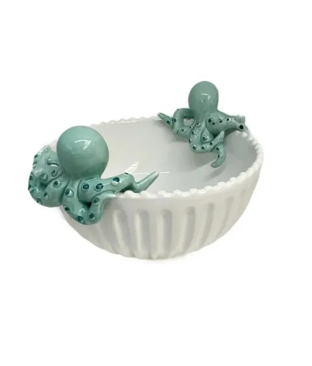 Piccobella Octopus schaal blauw 18 cm keramiek