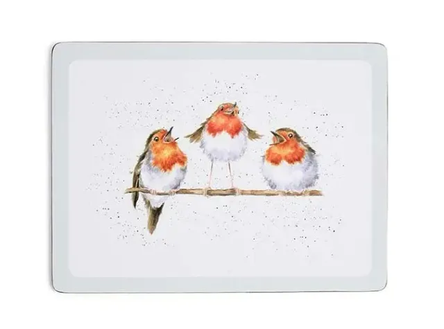 Wrendale Designs Festive Friends placemat 40x30 cm roodborstje