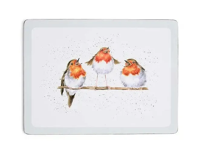 Wrendale Designs Festive Friends placemat 40x30 cm roodborstje