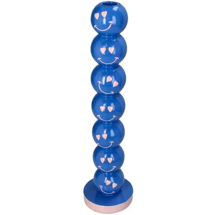 Smiley Blue kandelaar blauw aardewerk 36 cm