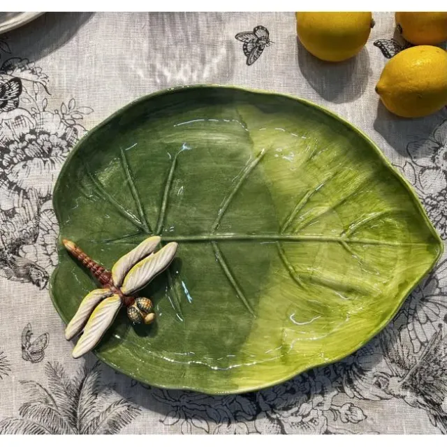 Piccobella Libelle schaal groen keramiek handbeschilderd