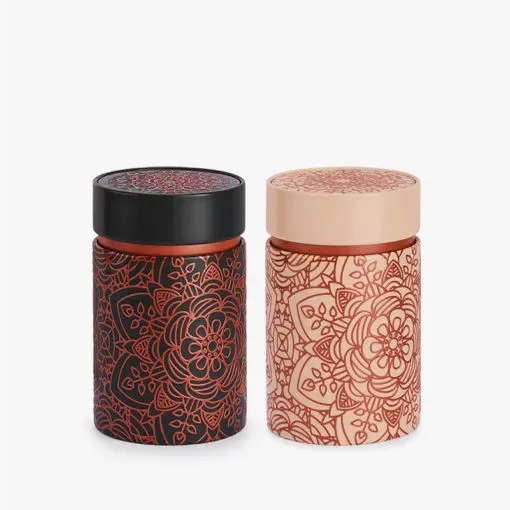 Tea Leafs Mandala theeblik 150 gram zwart luchtdicht