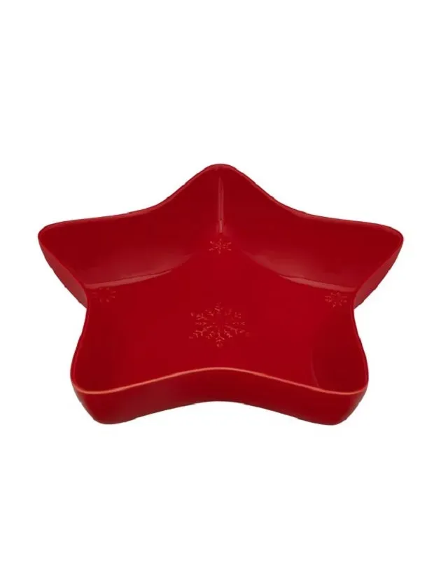 Bordallo Pinheiro Snow Flakes schaal 37 cm rood aardewerk