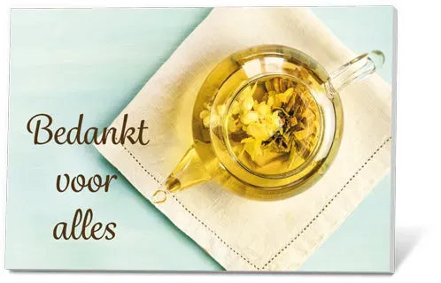 Villa Thee thee in een kaartje bedankt zwarte thee