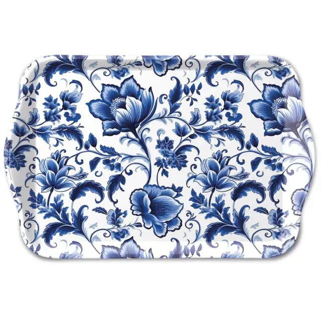 Ambiente Delft Blue Florals dienblad 13x21 cm melamine